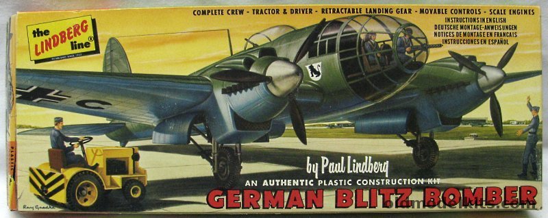 Lindberg 1/63 German Blitz Bomber He-111 with Tractor - Ground Artwork Cellovision Issue, 565-149 plastic model kit